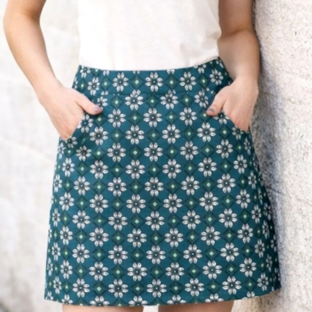 LOFT‎ Outlet Pencil Skirt Womens 14P Petite Textured Floral Zipper Casual Career